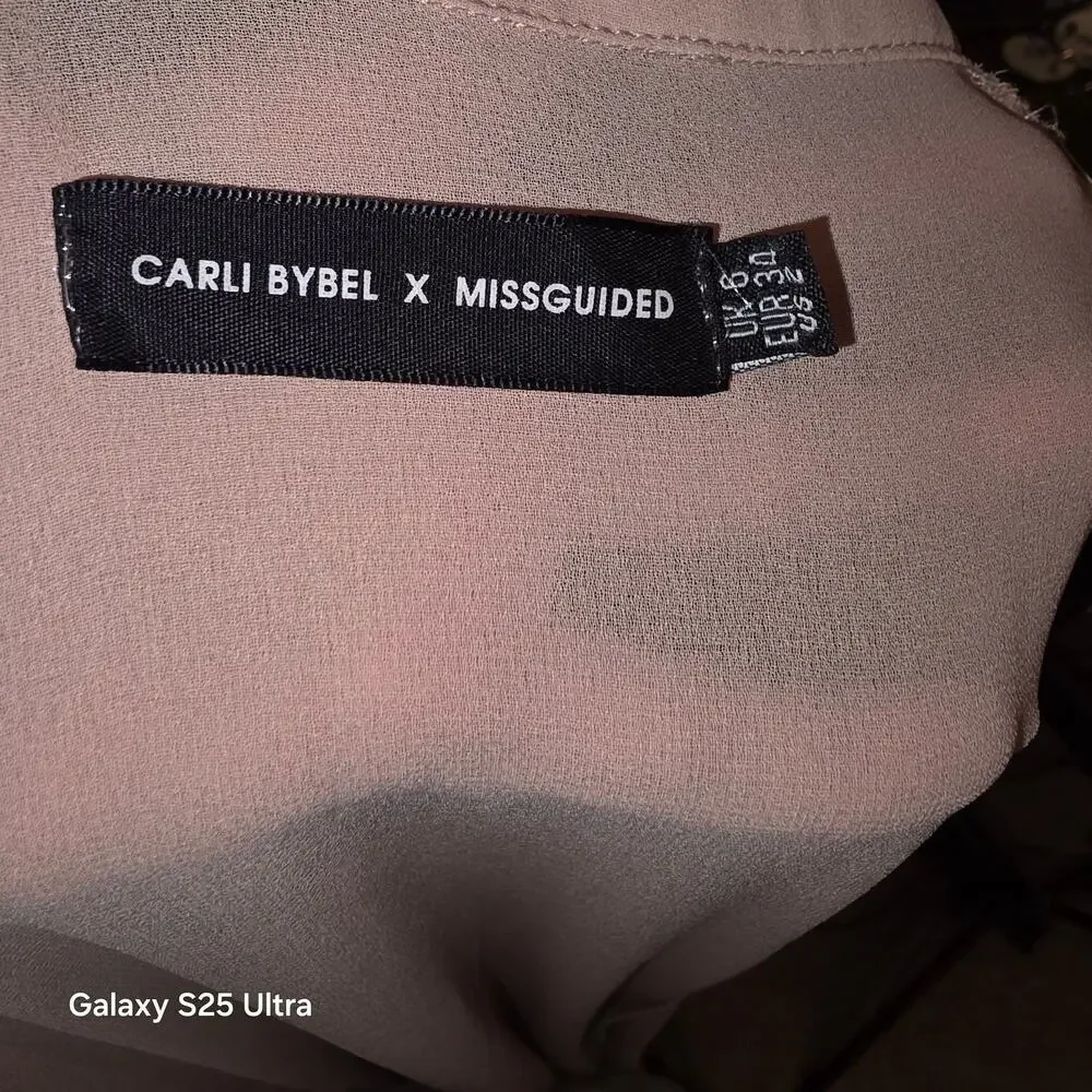 Carli Bybel x Missguided blush duster with satin belt sz 2 EU 34 - Picture 7 of 7